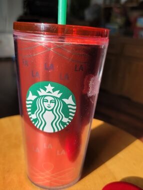 2020 Starbucks Red And Green Christmas Fa La La Tumbler. 16 Oz..
